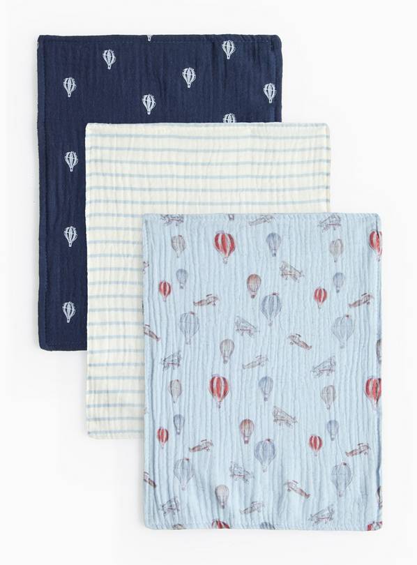 Hot Air Balloon Print Dribbles Cloths 3 Pack One Size